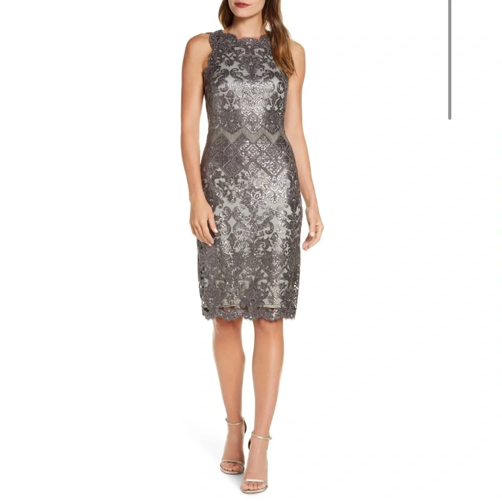 Tadashi Shoji Bera Sequin Embroidered Dress Size 10 - Picture 12 of 12